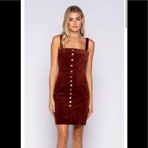 NWT Skylar + Madison rust corduroy velvet pinafore dress
